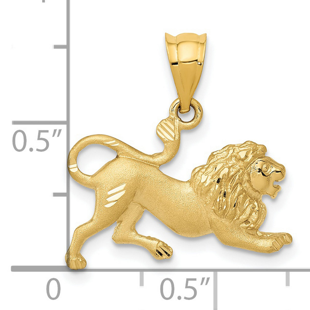 Pouncing Male Lion Charm Pendant in Real 14k Yellow Gold