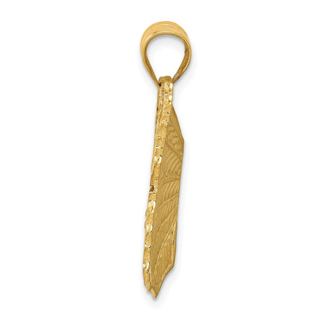 14k Yellow Gold Butterfly Pendant with Textured Wings, Symbolic Nature Jewelry for Women