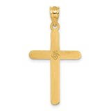 14k Yellow Gold Latin Cross Pendant, Polished Religious Charm, Unisex Faith Jewelry