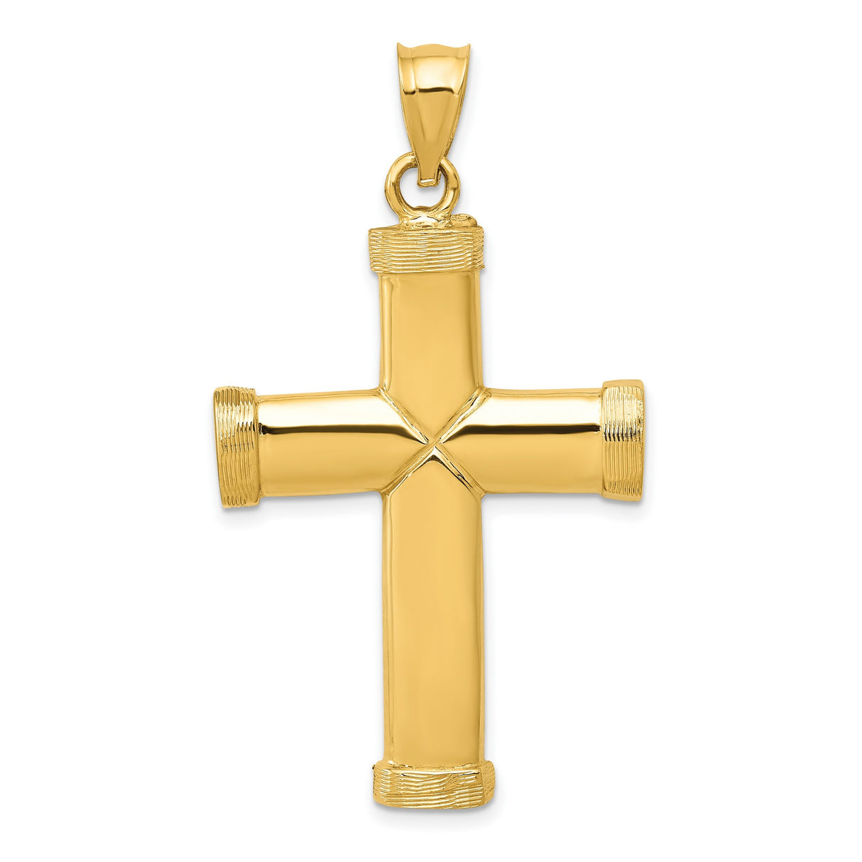 Latin Cross With Capped Ends Charm Pendant in Real 14k Yellow Gold