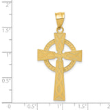 14k Yellow Gold Celtic Iona High Cross Pendant with Knot Design and Beaded Center