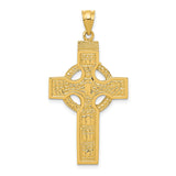 14k Yellow Gold Cross Pendant with Celtic High Cross Design and Biblical Figures
