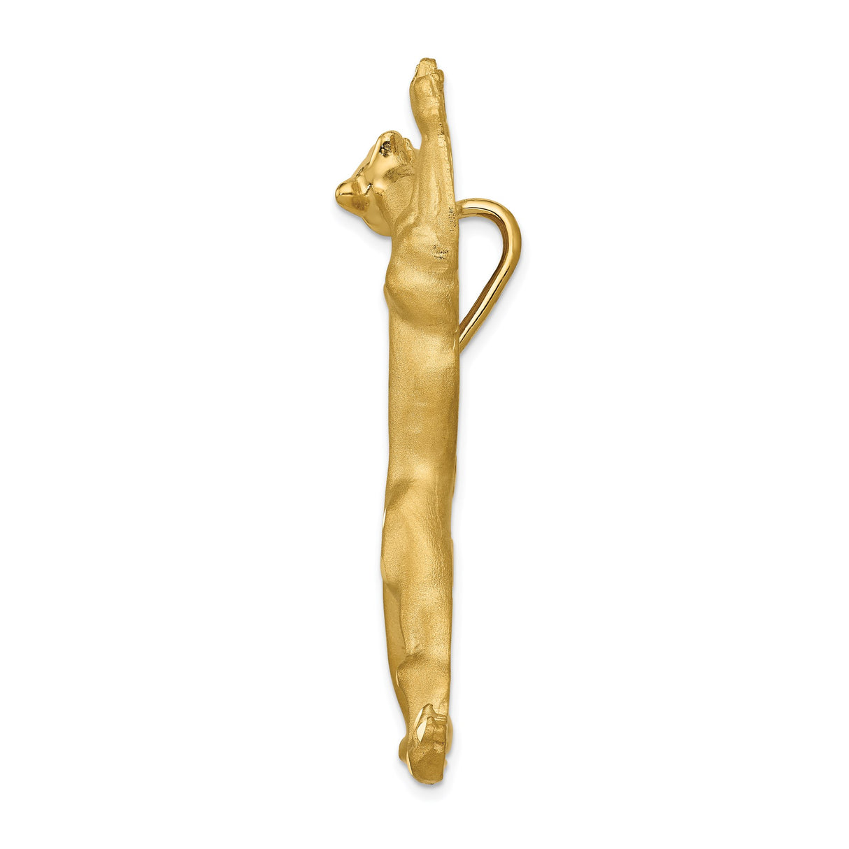14k Yellow Gold Panther Pendant with Climbing Jungle Cat Motif Unisex Jewelry