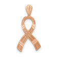 14k Rose Gold Awareness Ribbon Pendant with Textured Finish and Polished Accents for Women