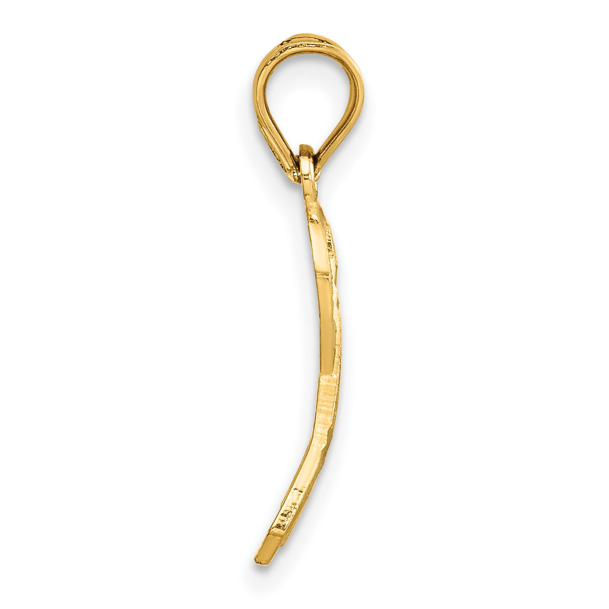 14k Yellow Gold Awareness Ribbon Pendant, Polished and Textured Looped Design for Women