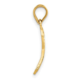 14k Yellow Gold Awareness Ribbon Pendant, Polished and Textured Looped Design for Women