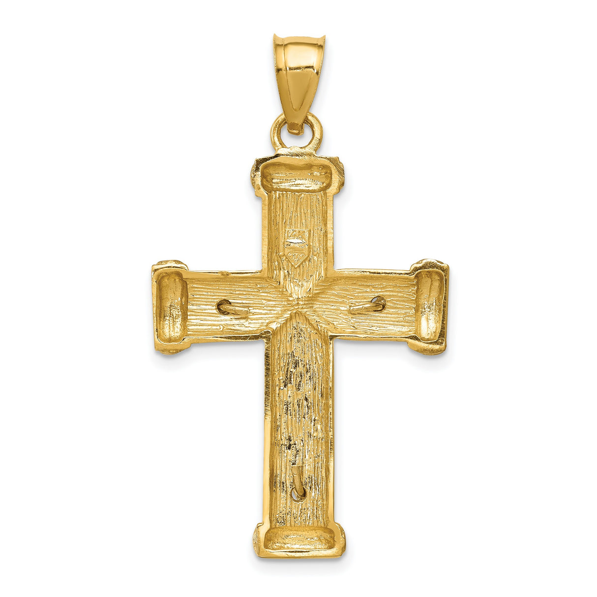 Latin Crucifix With Scrolled Capped Ends Charm Pendant in Real 14k Multi-Tone Gold