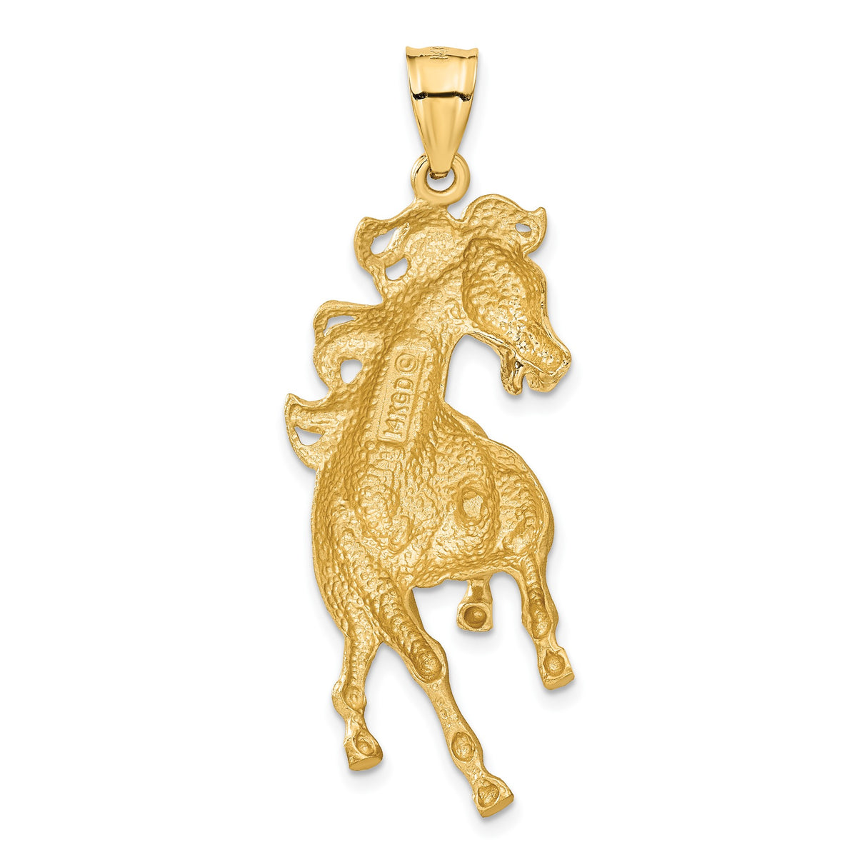 14k Yellow Gold Rearing Horse Pendant, Detailed Stallion Charm, Unisex Western Equestrian Jewelry