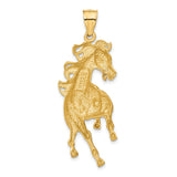 14k Yellow Gold Rearing Horse Pendant, Detailed Stallion Charm, Unisex Western Equestrian Jewelry