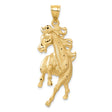 14k Yellow Gold Rearing Horse Pendant, Detailed Stallion Charm, Unisex Western Equestrian Jewelry