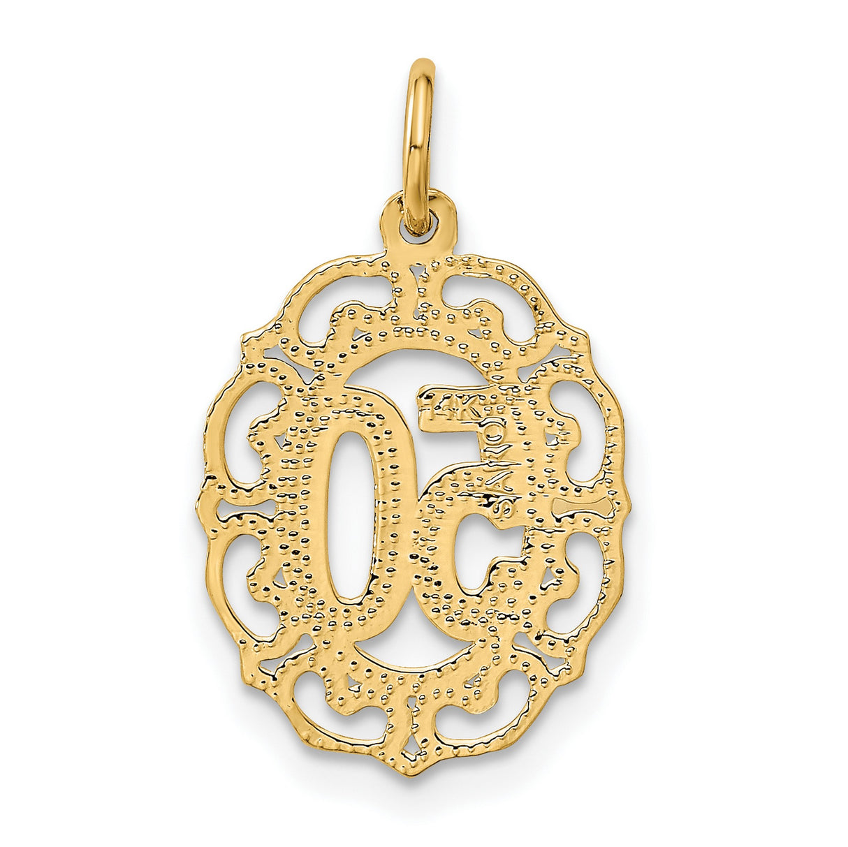 #50 in Oval Charm Pendant in Real 14k Yellow Gold