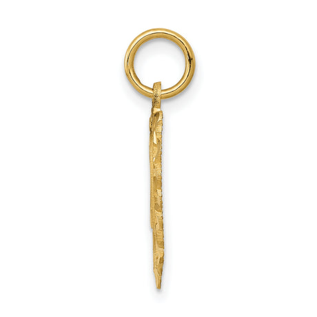 14k Yellow Gold Heart Pendant with Number 20, Openwork Design Anniversary Charm
