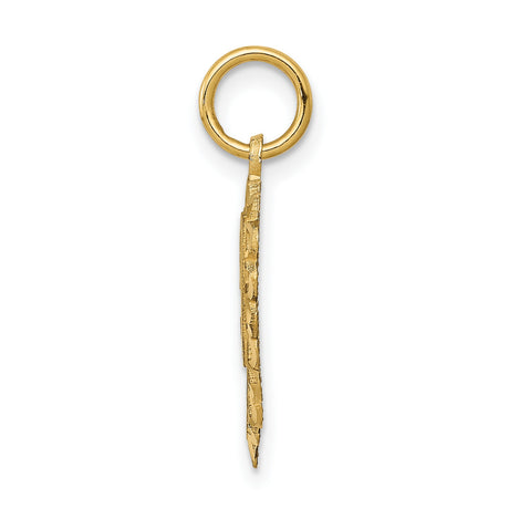 14k Yellow Gold Heart Pendant with Number 50, Textured Design, Anniversary Charm