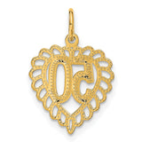 14k Yellow Gold Heart Pendant with Number 50, Textured Design, Anniversary Charm