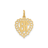 14k Yellow Gold Heart Pendant with Number 18, Milestone Charm for Necklace or Bracelet