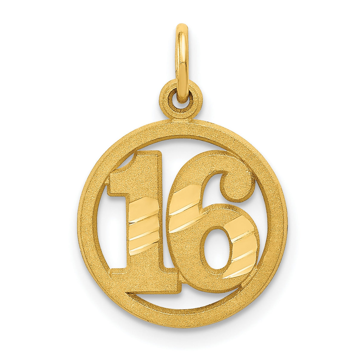 #16 in A Circle Charm Pendant in Real 14k Yellow Gold