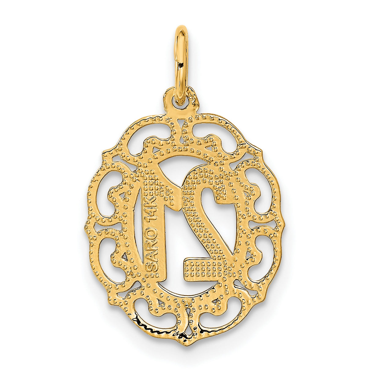 #21 in Oval Charm Pendant in Real 14k Yellow Gold