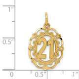 #21 in Oval Charm Pendant in Real 14k Yellow Gold