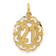 #21 in Oval Charm Pendant in Real 14k Yellow Gold