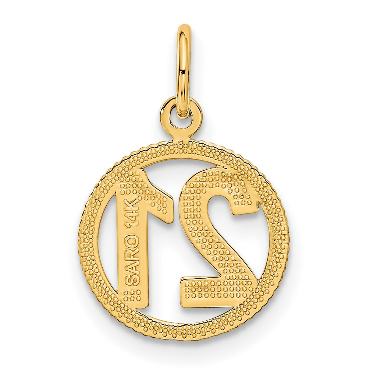 #21 in A Circle Charm Pendant in Real 14k Yellow Gold