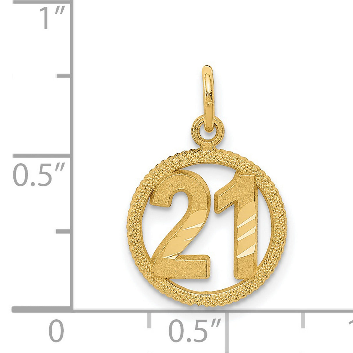 #21 in A Circle Charm Pendant in Real 14k Yellow Gold