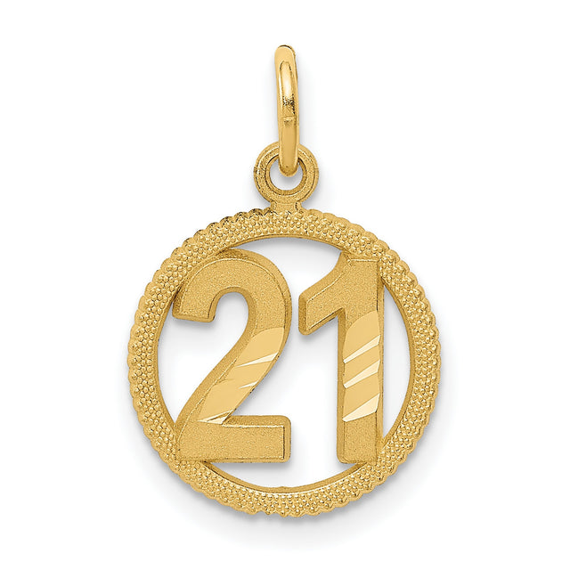 #21 in A Circle Charm Pendant in Real 14k Yellow Gold