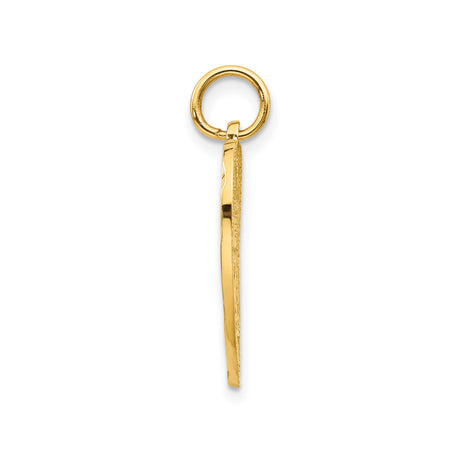 14k Yellow Gold Heart Shaped Sweet 16 Pendant with Cutout Design, Dainty Charm for Teen Girl