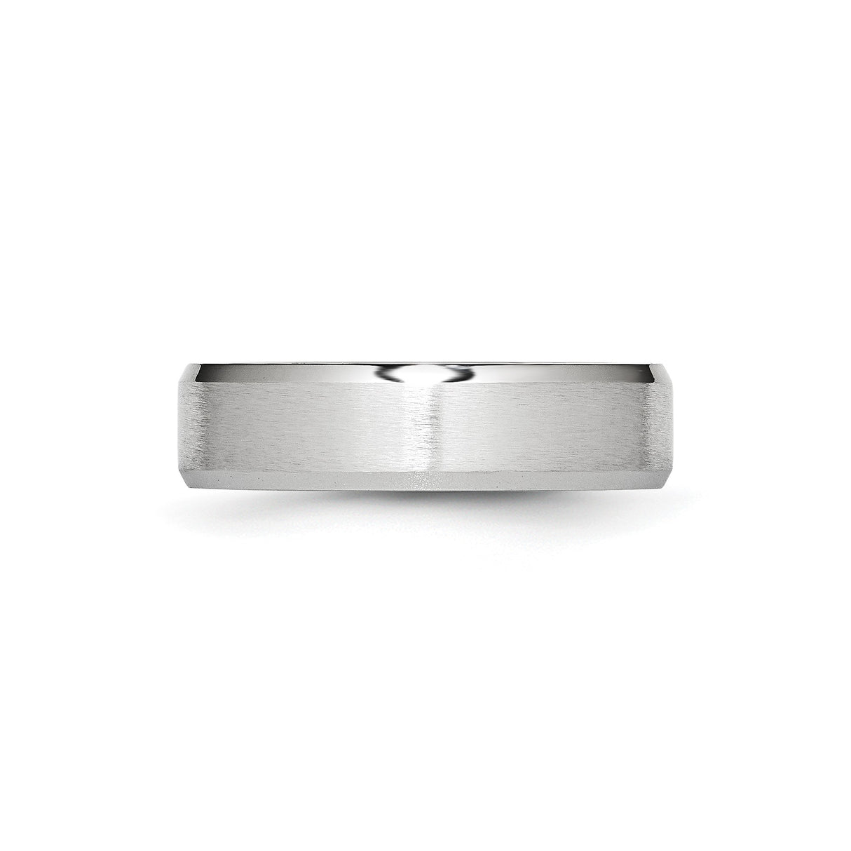 Beveled Edge, Satin wedding band ring detail view