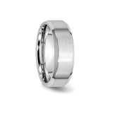 Beveled Edge, Satin wedding band ring detail view