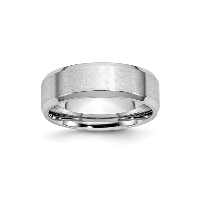 Beveled Edge, Satin wedding band ring