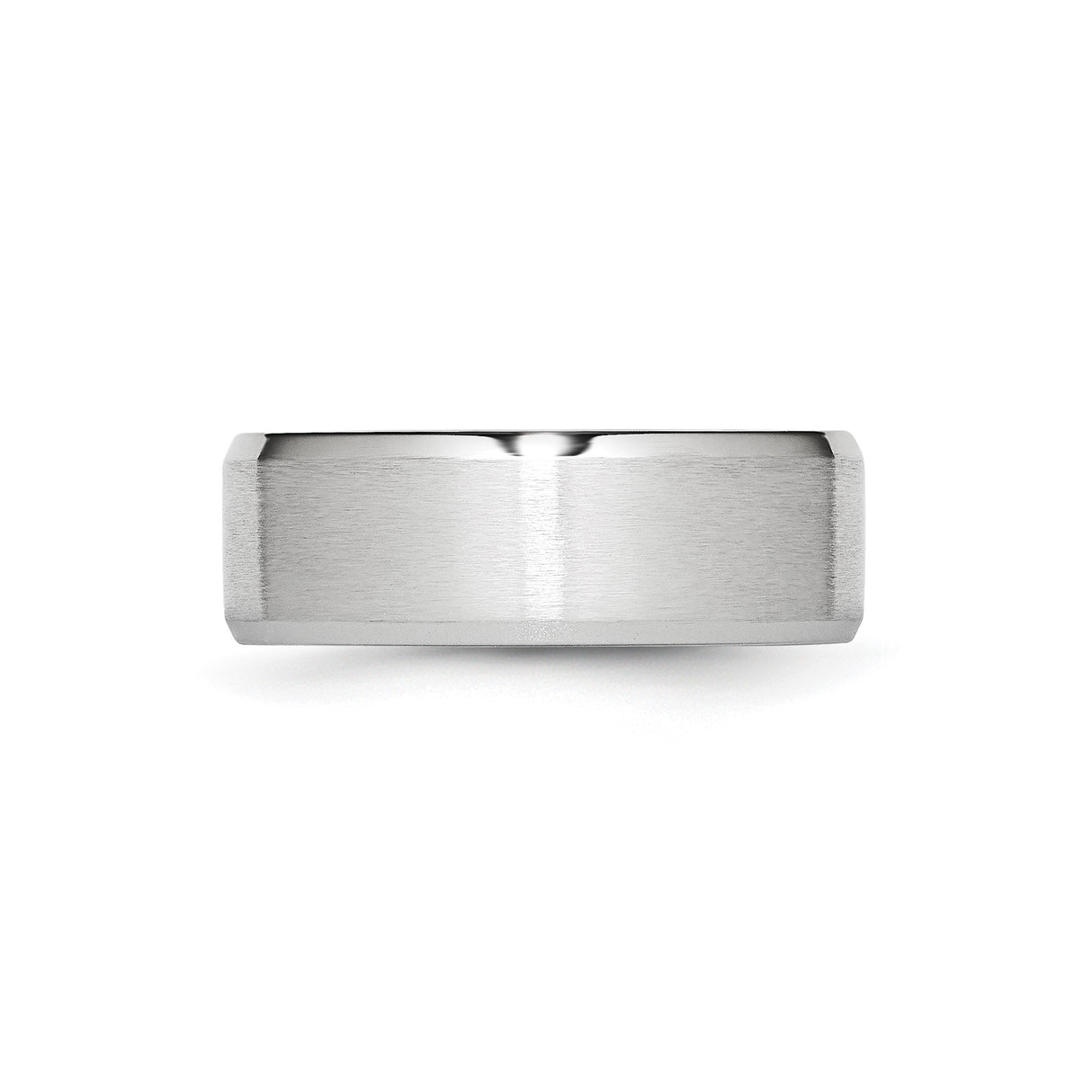 Beveled Edge, Satin wedding band ring detail view