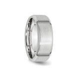 Beveled Edge, Satin wedding band ring detail view
