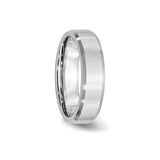 Beveled Edge, Satin wedding band ring detail view