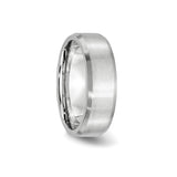 Beveled Edge, Satin wedding band ring detail view