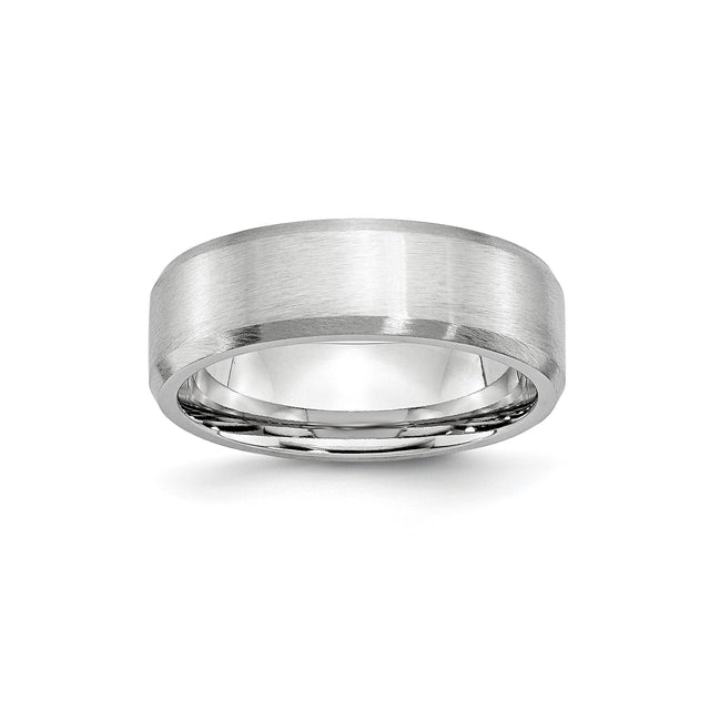 Beveled Edge, Satin wedding band ring