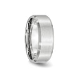 Beveled Edge, Satin wedding band ring detail view