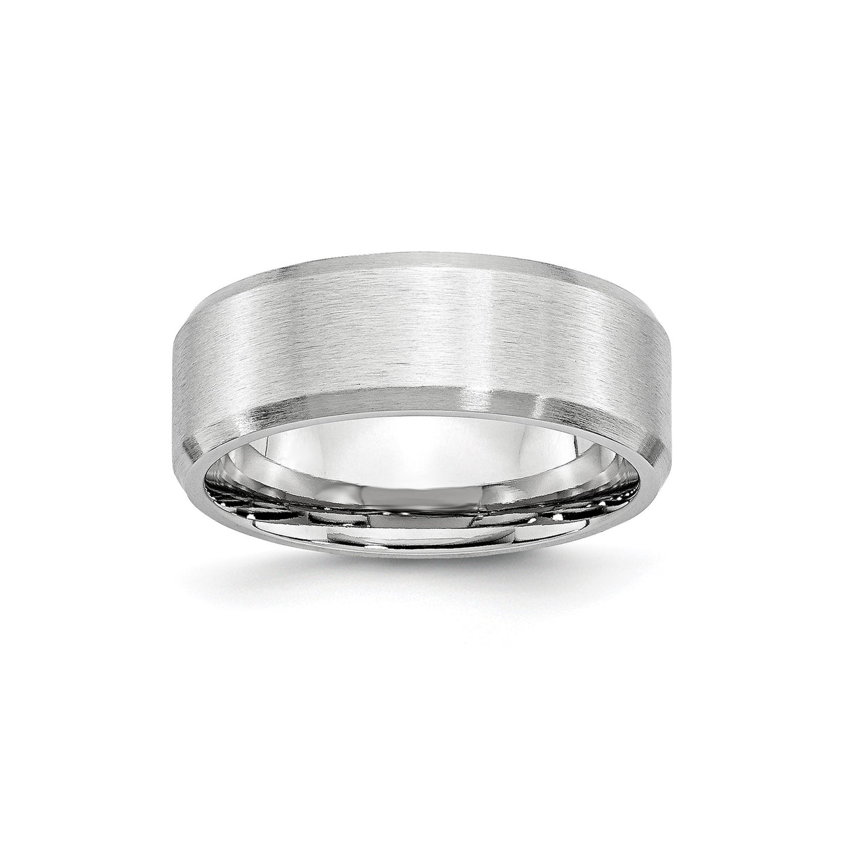 Beveled Edge, Satin wedding band ring