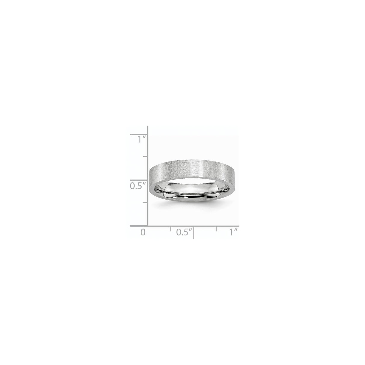 Satin, Flat wedding band ring shown for scale