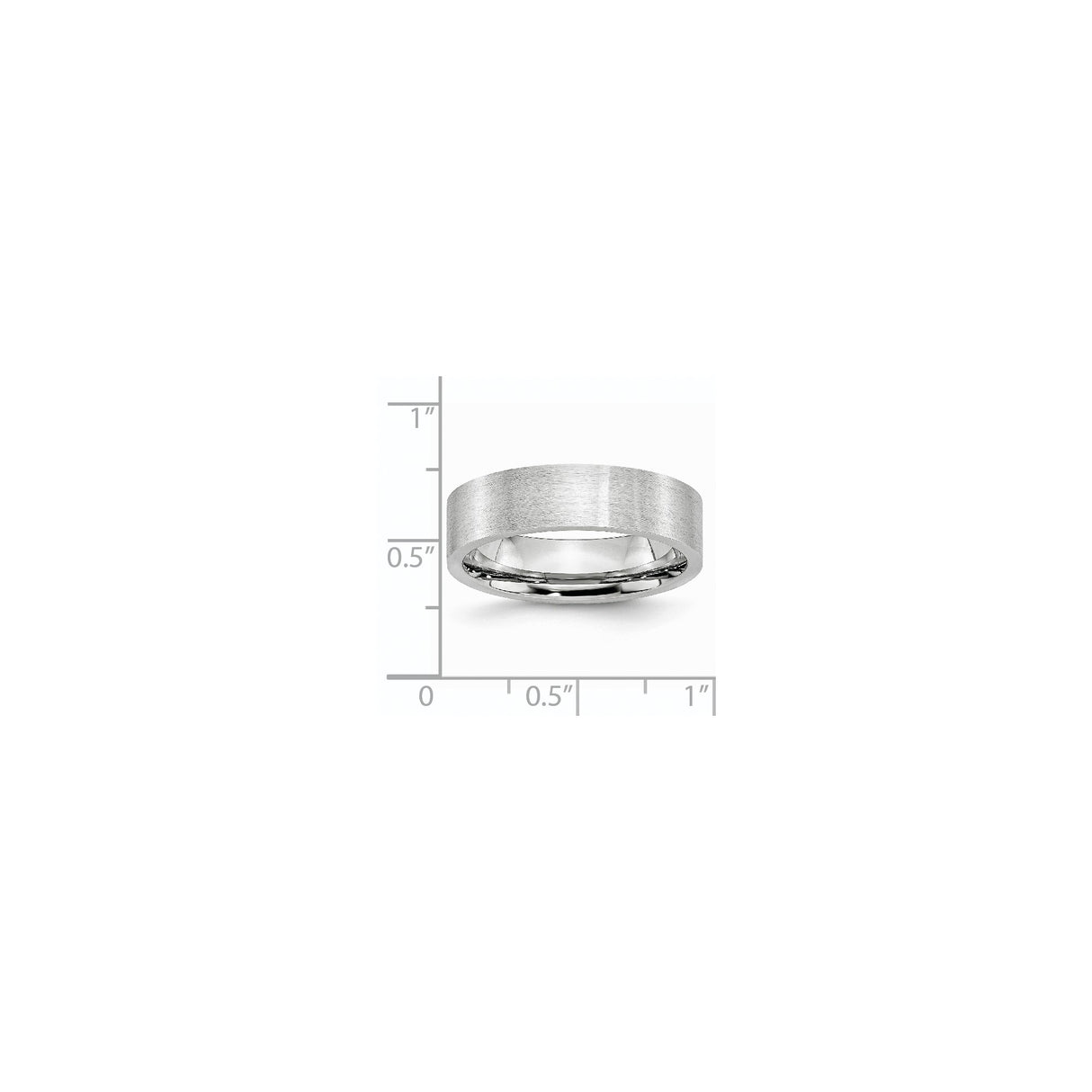 Satin, Flat wedding band ring shown for scale