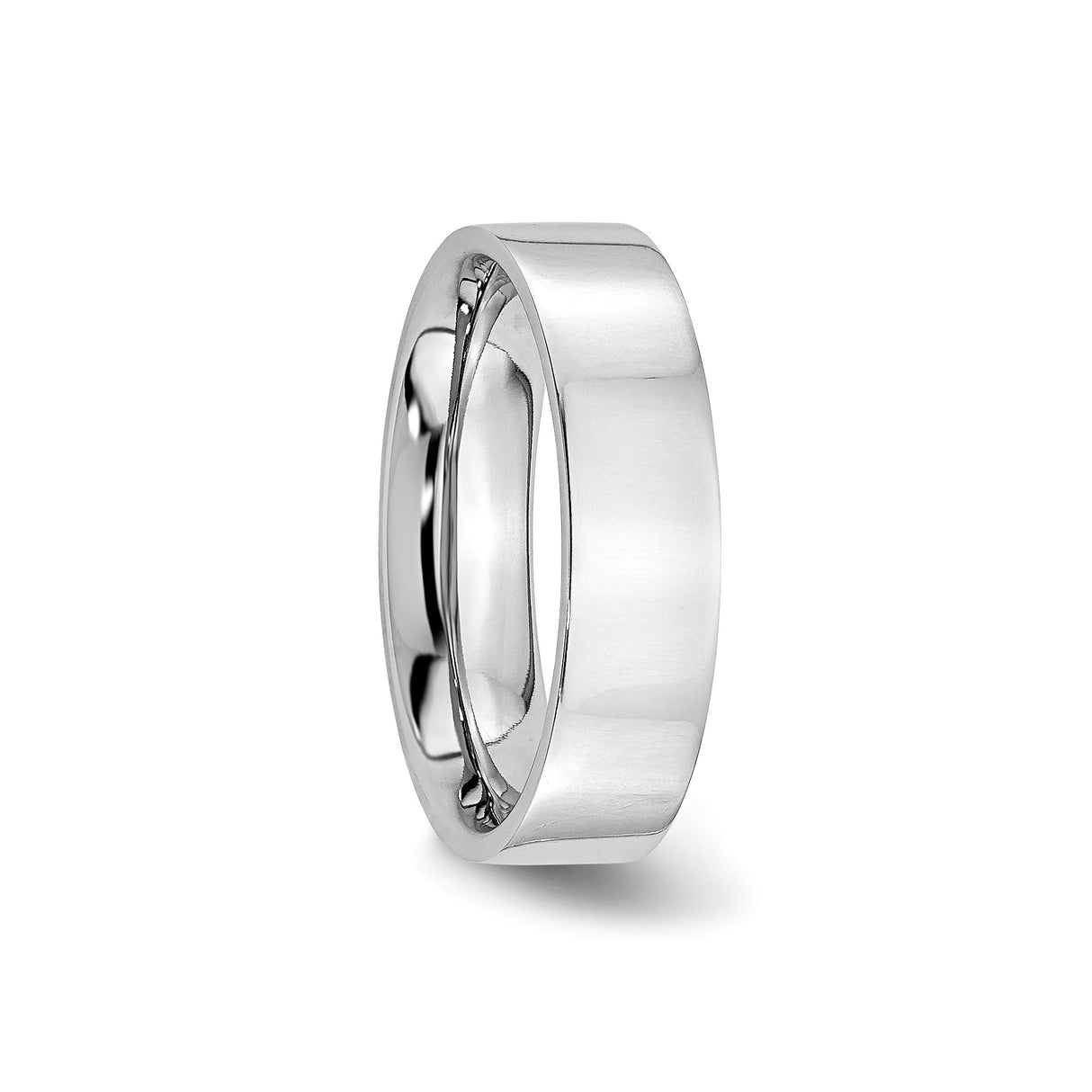 Flat wedding band ring detail view