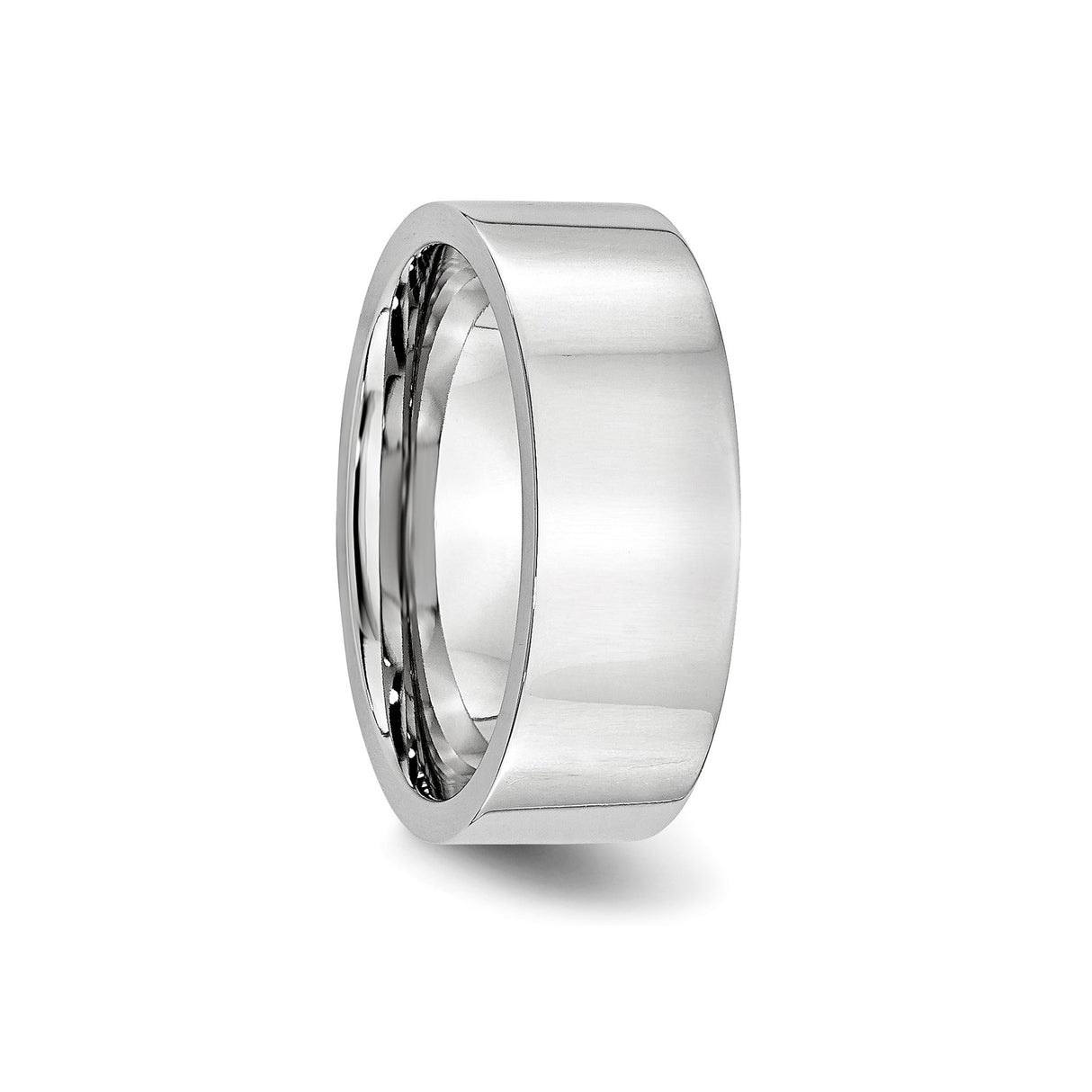 Flat wedding band ring detail view