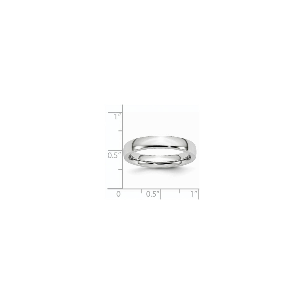 Domed wedding band ring shown for scale