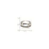 Domed wedding band ring shown for scale
