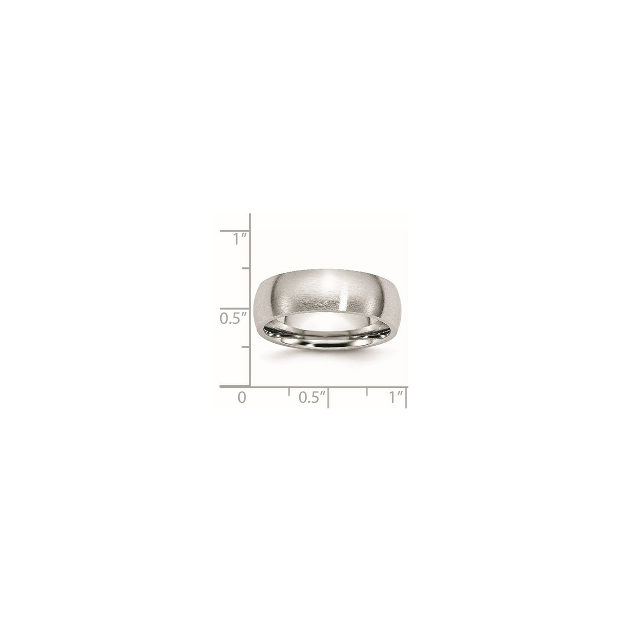 Satin, Domed wedding band ring shown for scale