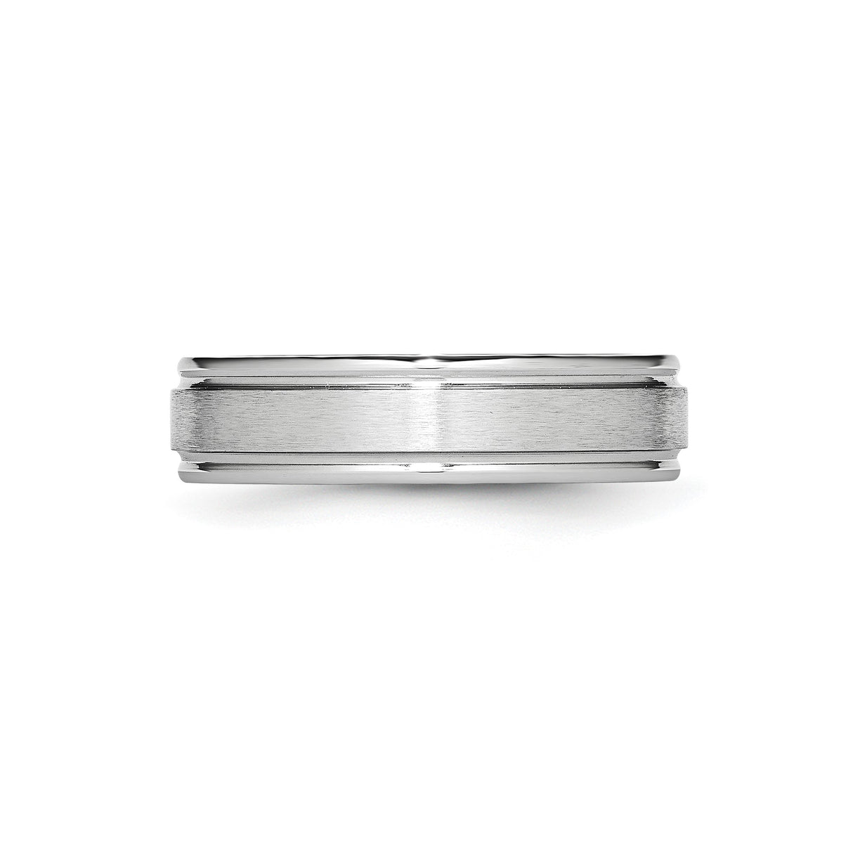Satin wedding band ring detail view