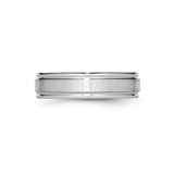 Satin wedding band ring detail view