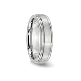 Satin wedding band ring detail view