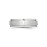 Satin wedding band ring detail view