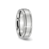 Satin wedding band ring detail view