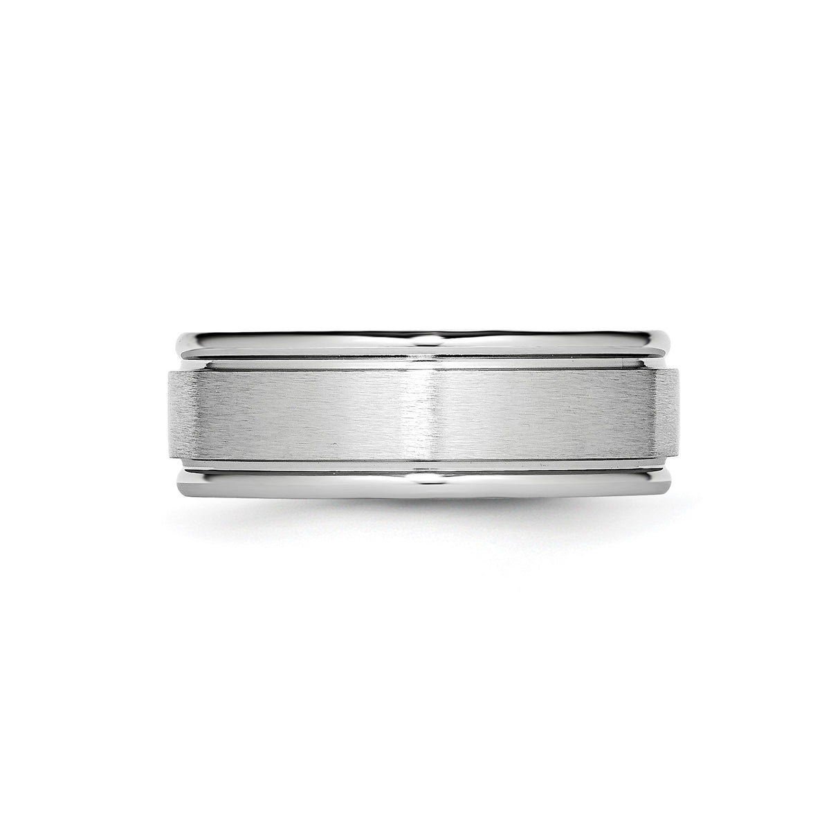 Satin wedding band ring detail view